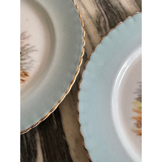 Mid-Century Victoria Pottery Buck Deer Motif Hand Painted Salad Plates - Set of 6 For Sale - Image 12 of 18