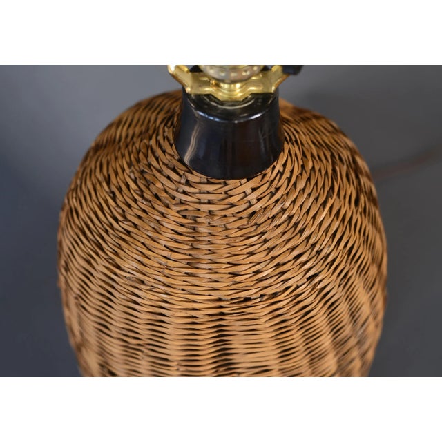 1970s Vintage Modern Boho Wicker Rattan Table Lamp For Sale - Image 9 of 13