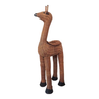 Vintage Wicker Giraffe Planter For Sale