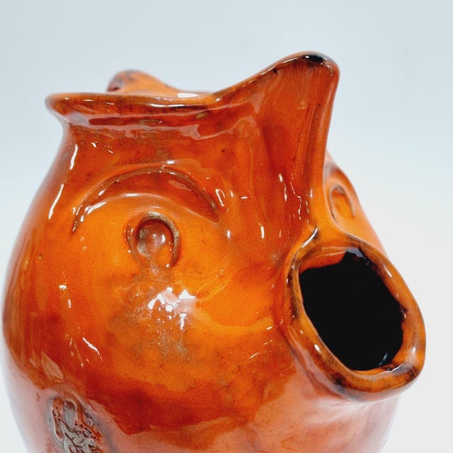 Vintage Orange Glazed Ceramic Face Jug, 1960s For Sale - Image 14 of 15