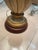 Vintage Swirl Ribbed Crackle Glaze Table Lamp With Dark Wooden Base & Custom Dark Brown Shade For Sale In Los Angeles - Image 6 of 8