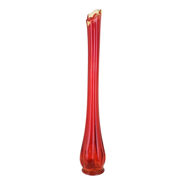 Vintage Mid Century Modern Sculptural Red Glass Vase Chairish