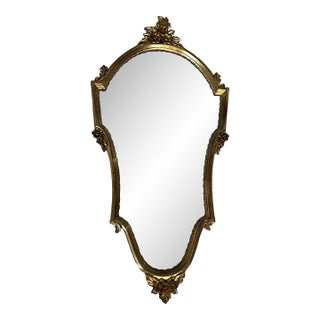 Gorgeous Ornate Antique Louis XV Hand Carved Guilt Wood Wall Mirror For Sale