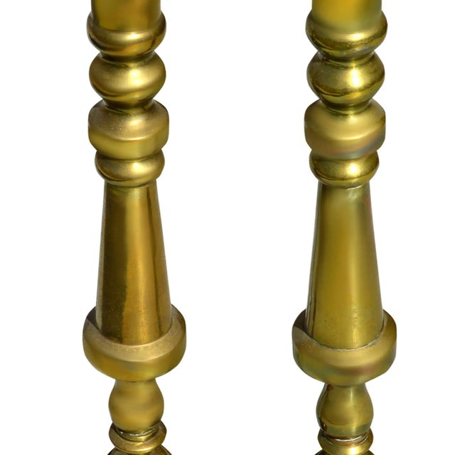 Metal Late 20th Century Brass Candle Holders- Set of 2 For Sale - Image 7 of 9