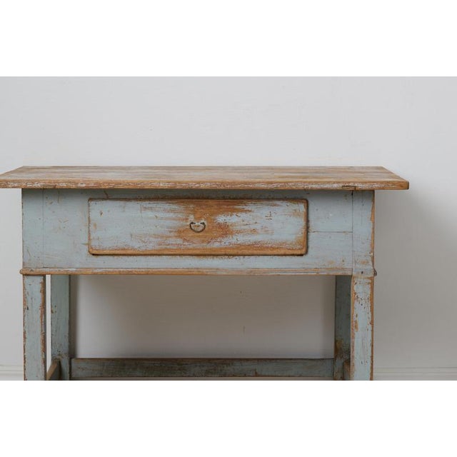 Swedish Folk Art Baroque Style Blue Painted Table For Sale - Image 4 of 12