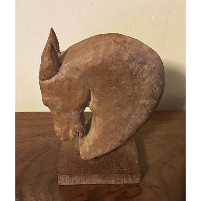 American Art Deco Carved & Limed Wood Sculpture of a Horse Head Circa 1930 For Sale - Image 9 of 12