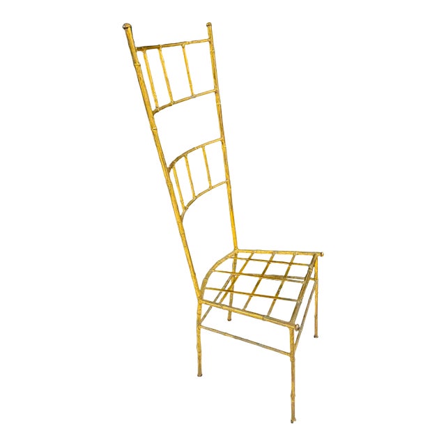 Mid 20th Century Italian Faux Bamboo Brass Gilt Chiavari Style Chair For Sale