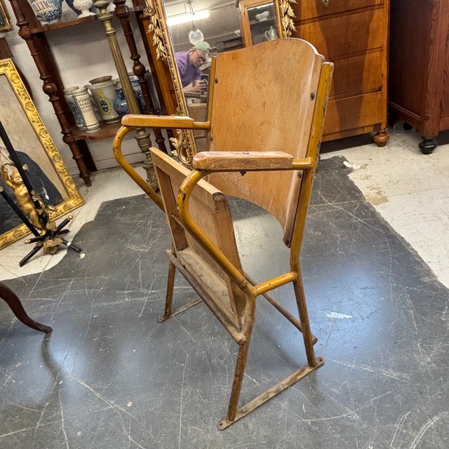 1950s Vintage Industrial Chic Cinema Chair in Iron and Curved Wood from Vimercate, Milan, 1950s For Sale - Image 5 of 11