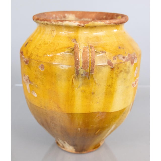 Large 19th Century French Glazed Yellow Confit Pot For Sale - Image 4 of 8