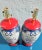 Chinoiserie Vintage Chinoiserie Floral Red Navy Pink Ceramic Table Lamps- a Pair For Sale - Image 3 of 6