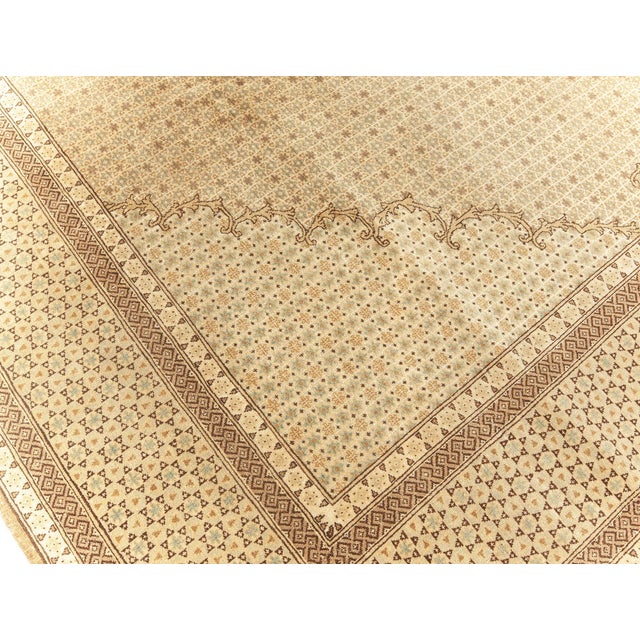 1920s Fine 1920s Persian Ghom Beige and Brown Handwoven Wool Rug For Sale - Image 5 of 7