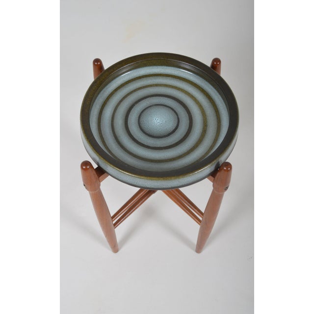 Mid-Century Modern Side Table with Ceramic Bowl by Hundevad and Basse for Knabstrup, 1960s For Sale - Image 3 of 11