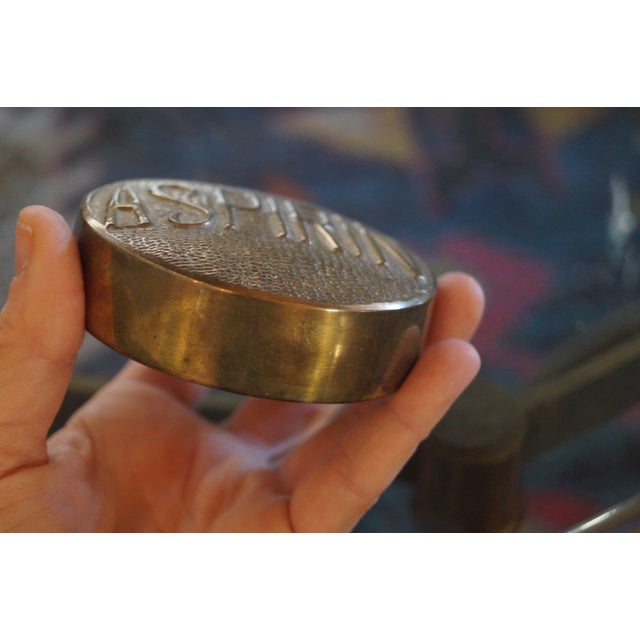 1960s Brass Big Aspirin Paperweight For Sale - Image 4 of 7