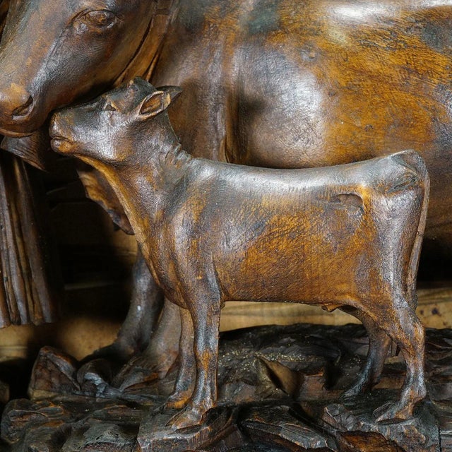 Antique Mantel Clock with Herdsman Family, Goats and Cows For Sale - Image 10 of 13