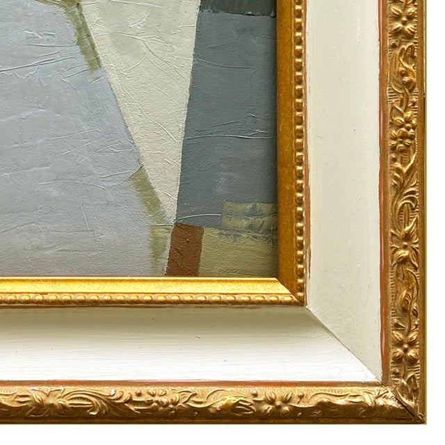 2020s Contemporary Neutral Abstract Oil Painting in Vintage Frame For Sale - Image 5 of 6