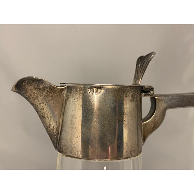 Transparent Antique Sterling Silver Mounted Crystal Claret Jug, Birmingham 1903 For Sale - Image 8 of 10