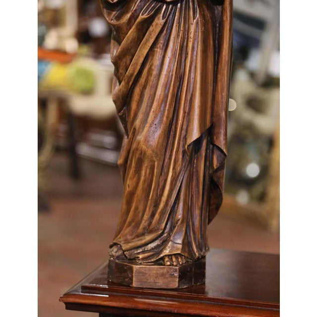 18th Century French Carved Walnut Religious Statue of Jesus Christ For Sale - Image 4 of 9