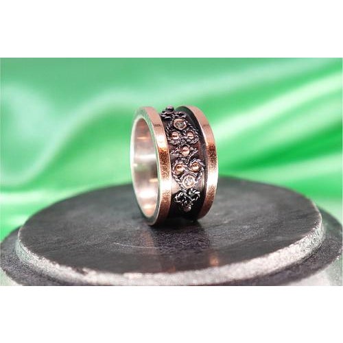 Gold and Silver Ring with Nickel-Plated Center For Sale - Image 11 of 11