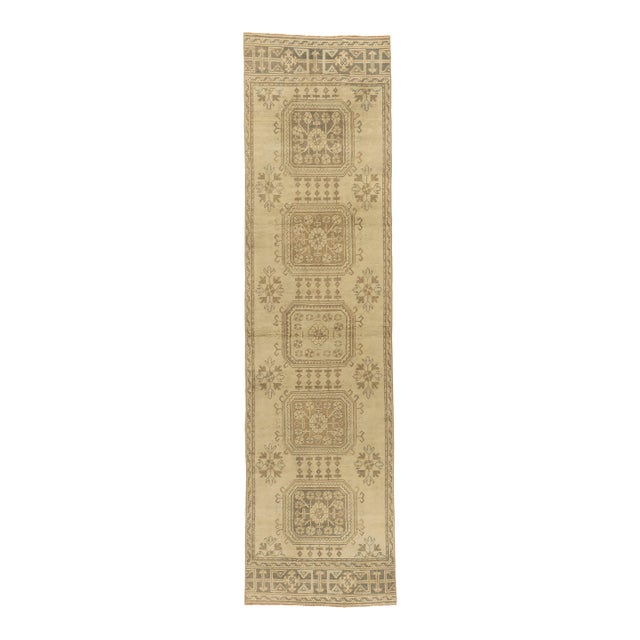 Vintage Circa 1940 Turkish Oushak Runner 2ft 10in X 11ft For Sale