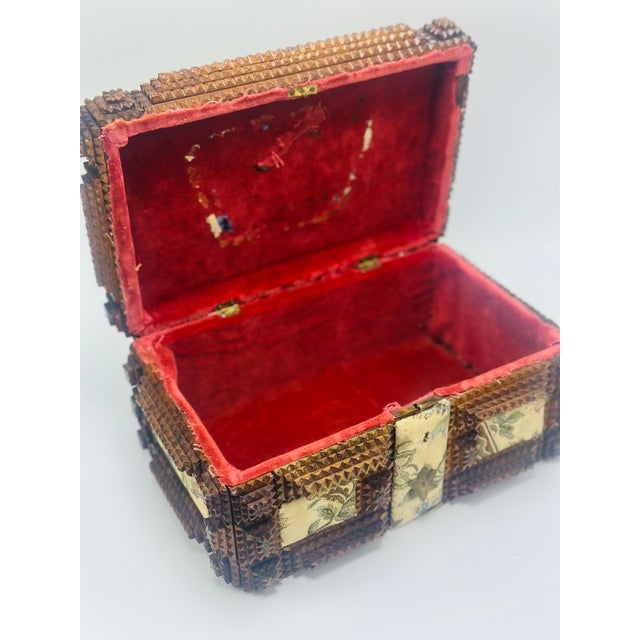 Brown Antique Tramp Art Box For Sale - Image 8 of 12