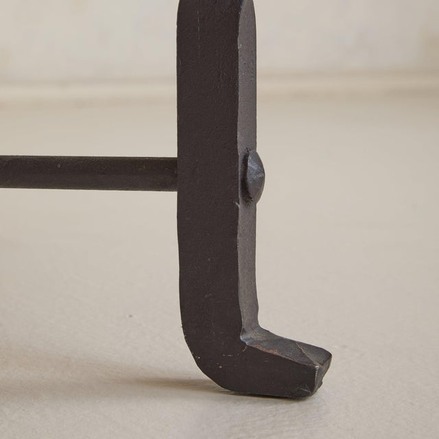 Wood Belgian Oak + Wrought Iron Coffee Table, 1950s For Sale - Image 7 of 11