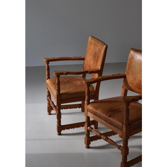 Set of Armchairs in Oak & Leather by Kaare Klint for Lars Møller, Denmark, 1935 For Sale - Image 9 of 18