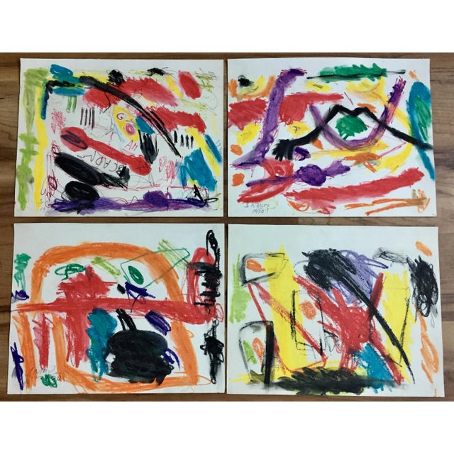 1990s Samir Nanoo Original Abstract Mixed Media Art - Set of 4 For Sale - Image 5 of 8