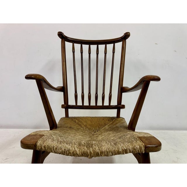 Dutch Stick Back and Rush Seat attributed to De Ster Gelderland, 1950s For Sale - Image 12 of 18