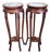 Pair Vintage Chinese Bamboo Carved Hardwood & Marble Top Plant Stand Pedestals For Sale