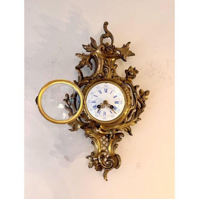 Antique French Victorian Neo-Rococo Wall Clock, 1830 For Sale - Image 6 of 8