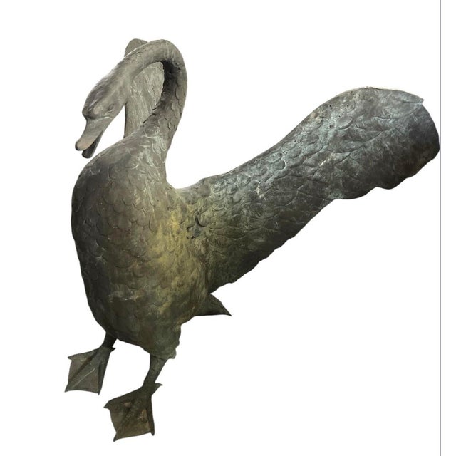 2000 - 2009 Large-Scale Verdigris Bronze Swan Garden Sculpture For Sale - Image 5 of 12