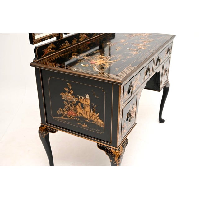 Antique Lacquered Chinoiserie Dressing Table, 1900 For Sale - Image 10 of 14