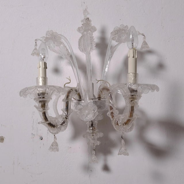 20th Century Murano Blown Glass Wall Lamps, Set of 2 For Sale - Image 3 of 18