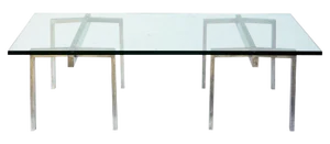Contemporary "Tréteaux" Steel and Glass Coffee Table
