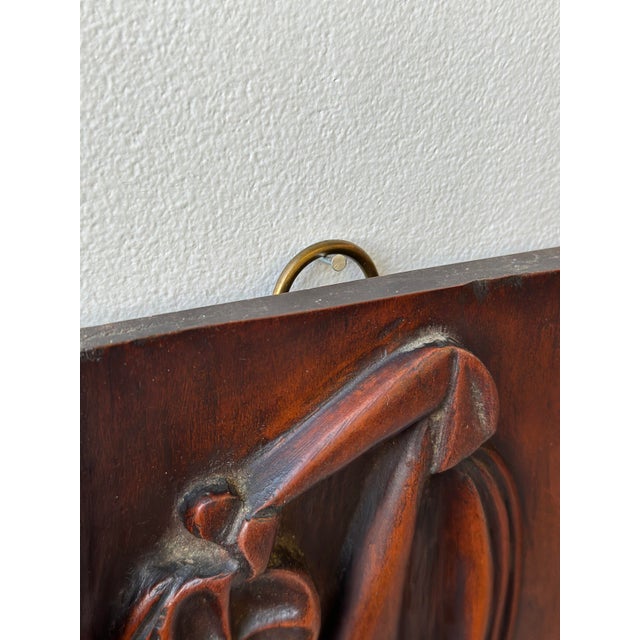 Vintage Cubist Carved Bas Relief Portrait, Circa 1940s For Sale - Image 10 of 12