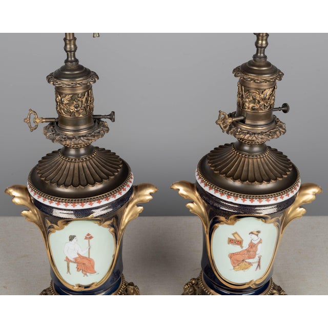 Pair of 19th Century French Vieux Paris Porcelain Lamps For Sale - Image 16 of 17