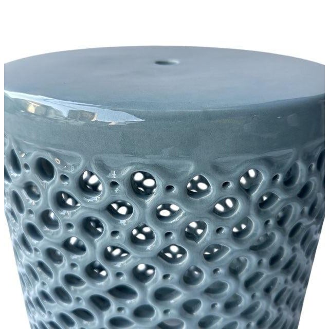 Lanie Orange Glaze Lattice Garden Stool For Sale In Atlanta - Image 6 of 10