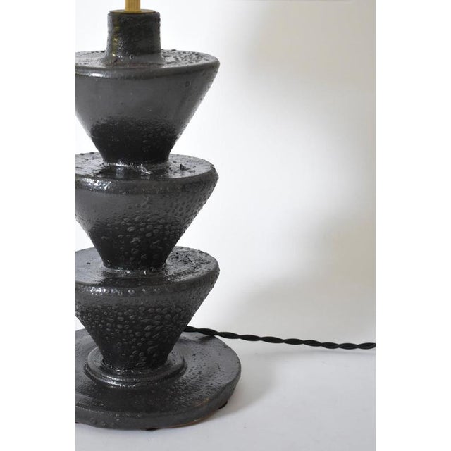 2000 - 2009 Large Black Ceramic Table Lamp by Barracuda Interiors For Sale - Image 5 of 6