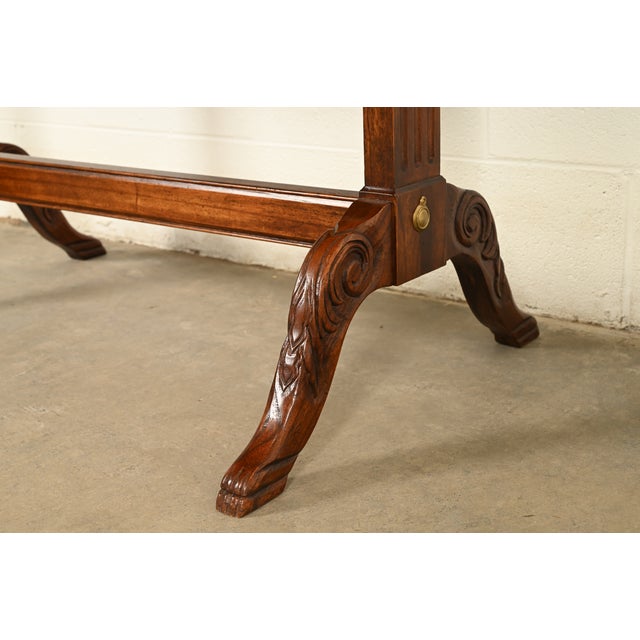 Baker Furniture Style American Empire Carved Mahogany Game Table or Occasional Table, Circa 1970s For Sale - Image 12 of 15