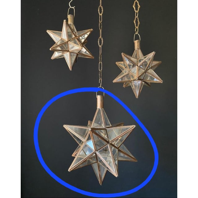 Tan Antique Brass and Glass Star Light, 1970s For Sale - Image 8 of 9