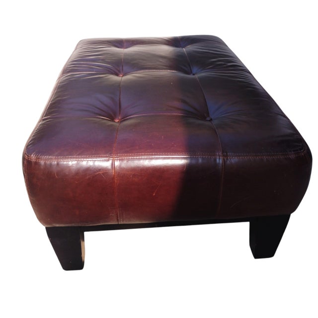 Animal Skin 1980s Stunning 3-Piece Seating Set: Paul Robert Patchwork Leather Club Chairs & Pottery Barn Ottoman For Sale - Image 7 of 12