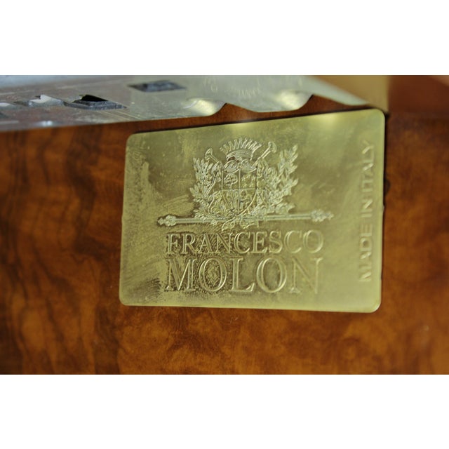 Francesco Molon Leather Top Office Writing Desk Computer Credenza For Sale - Image 18 of 18
