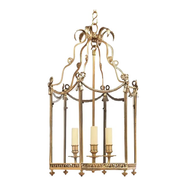Small Neoclassic Brass Lantern For Sale
