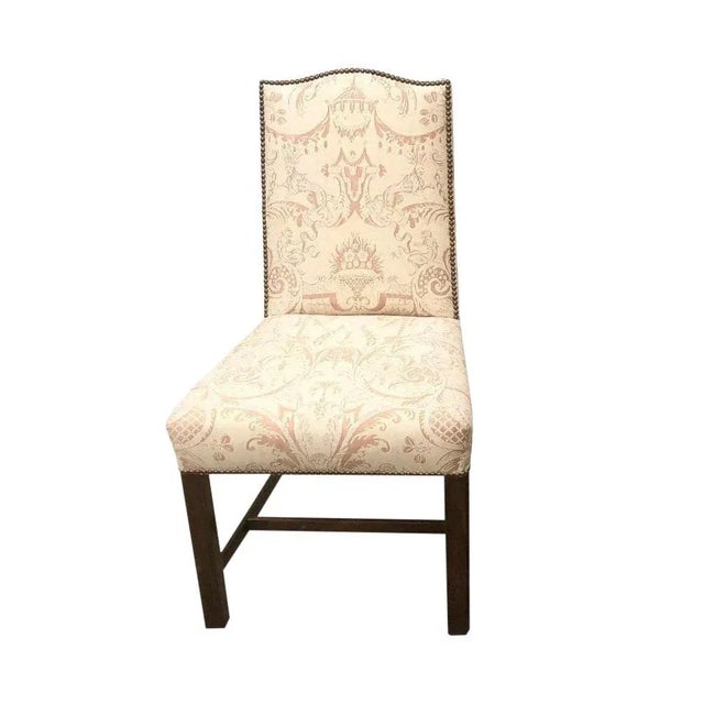 Beige Fortuny Upholstered Antique Chinese Chippendale Designer Chair 1 of 2 For Sale - Image 8 of 8