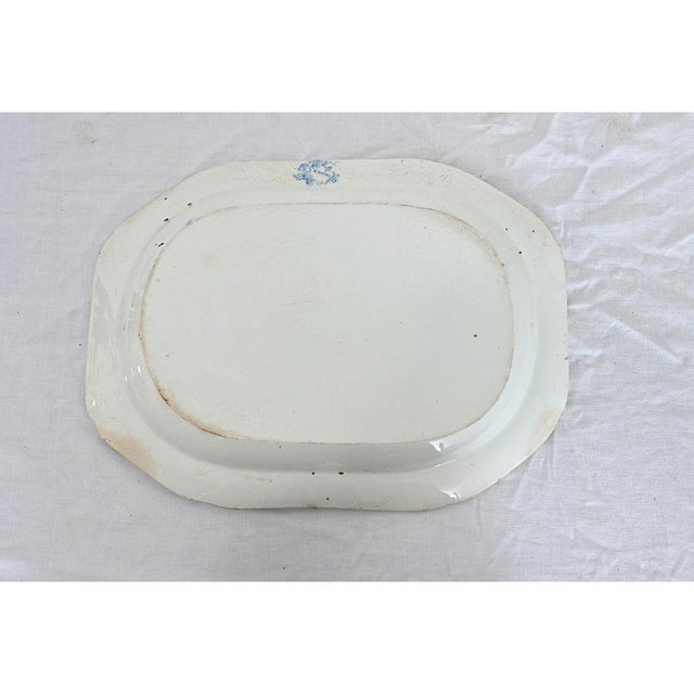 Ceramic English 19th Century Blue & White Porcelain Platter For Sale - Image 7 of 9