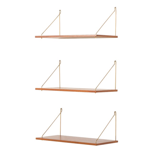 Mid-Century Modern Danish Floating Shelves in Teak, 1960s, Set of 3 For Sale