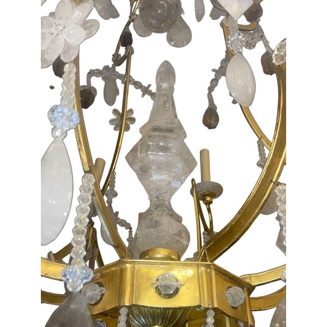 Mid 20th Century Glamorous Italian 22k Gold Leaf & Rock Crystal Chandelier. 20th Century. For Sale - Image 4 of 10