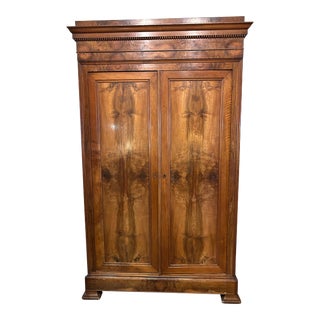 Antique French Louis Philippe Walnut Amoire For Sale