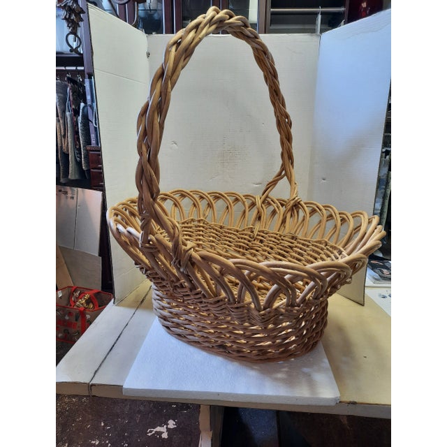 Large Vintage French Basket With Handle For Sale - Image 11 of 12
