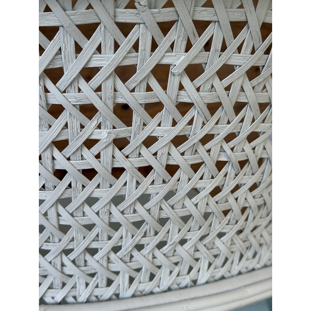 White Pair of Vintage Coastal Whitecraft Rattan Side Chairs For Sale - Image 8 of 12